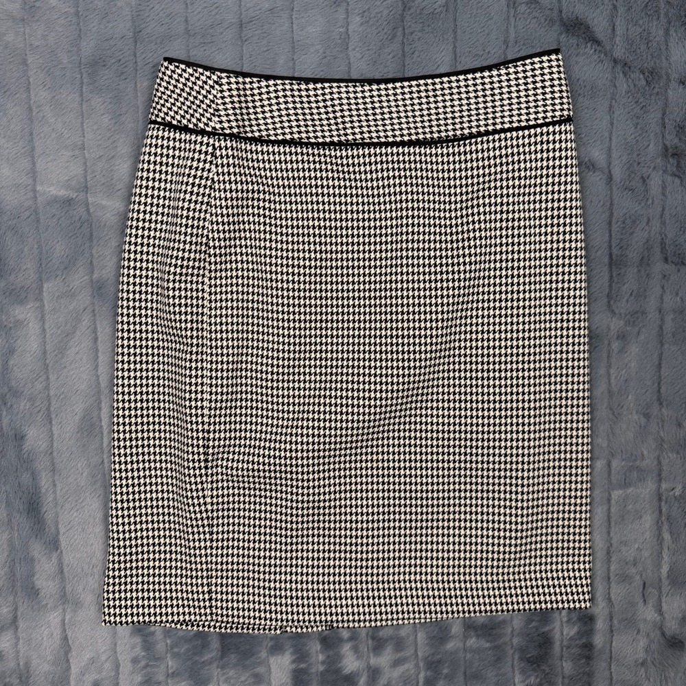 Banana Republic Petite 0 Houndstooth Pencil Skirt Black White Career Wear 7646